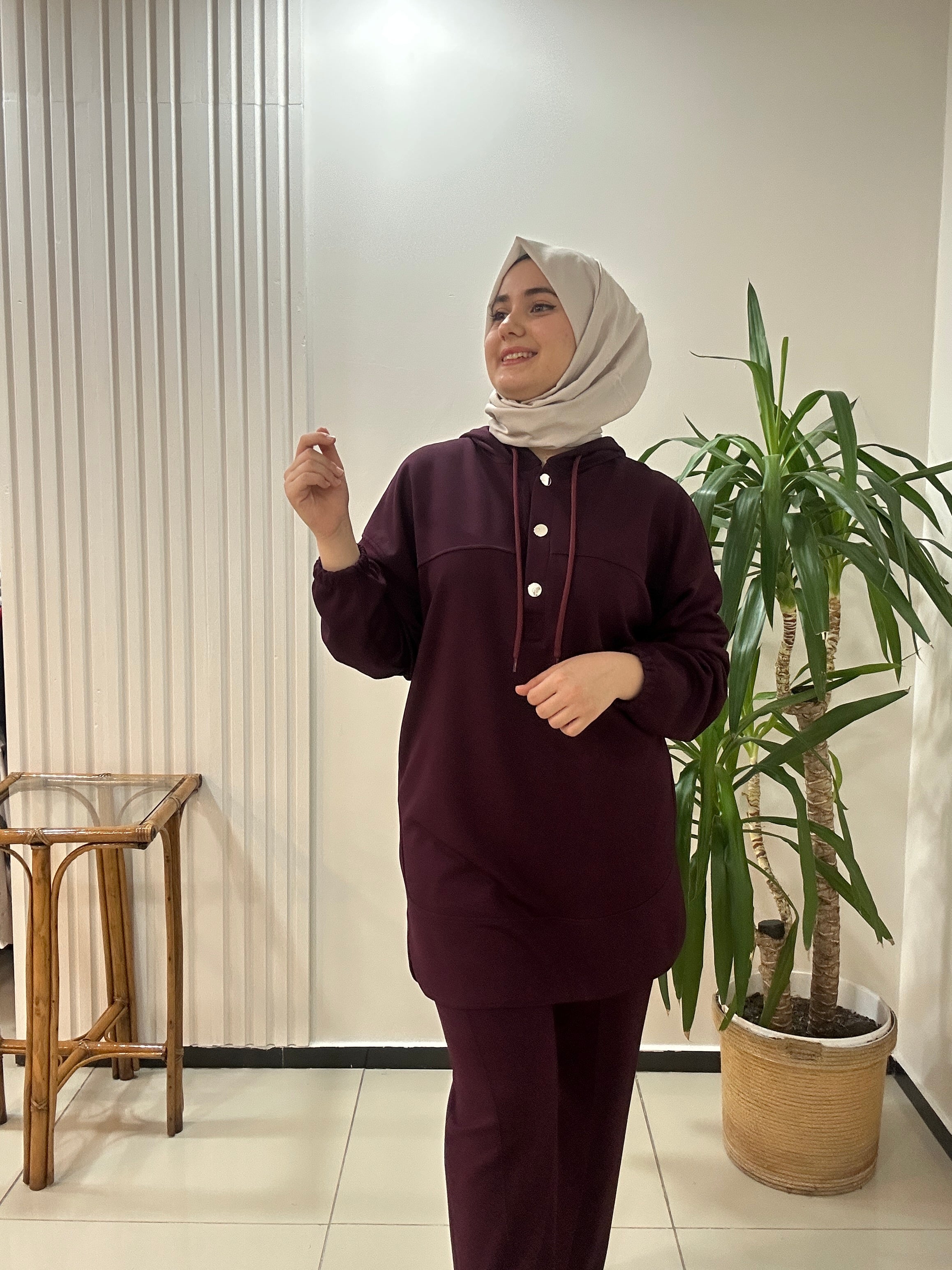 Kapşonlu Save Takım Bordo