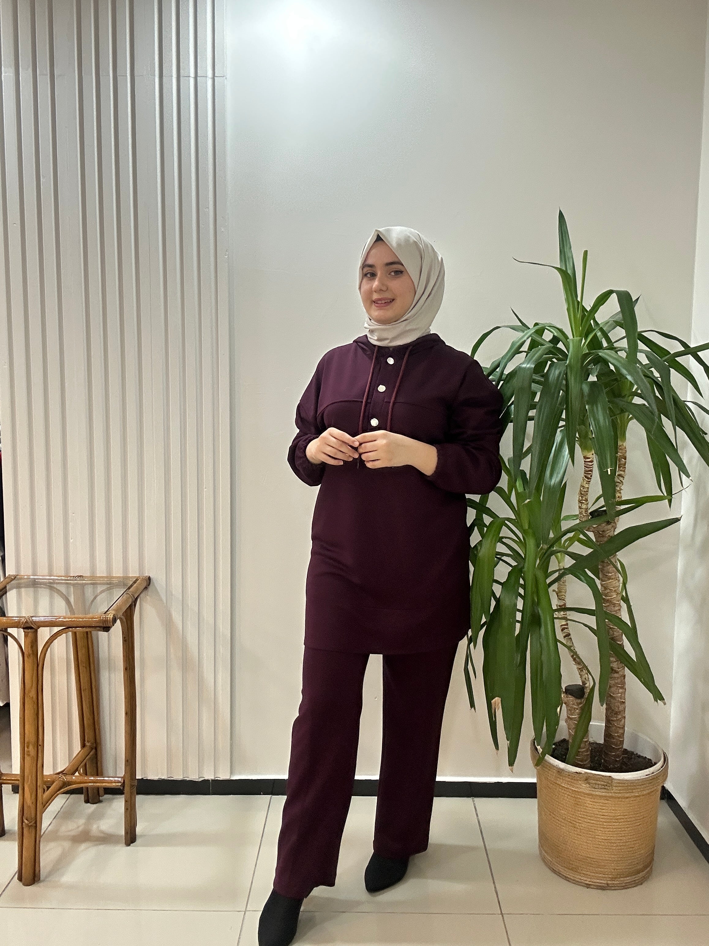 Kapşonlu Save Takım Bordo