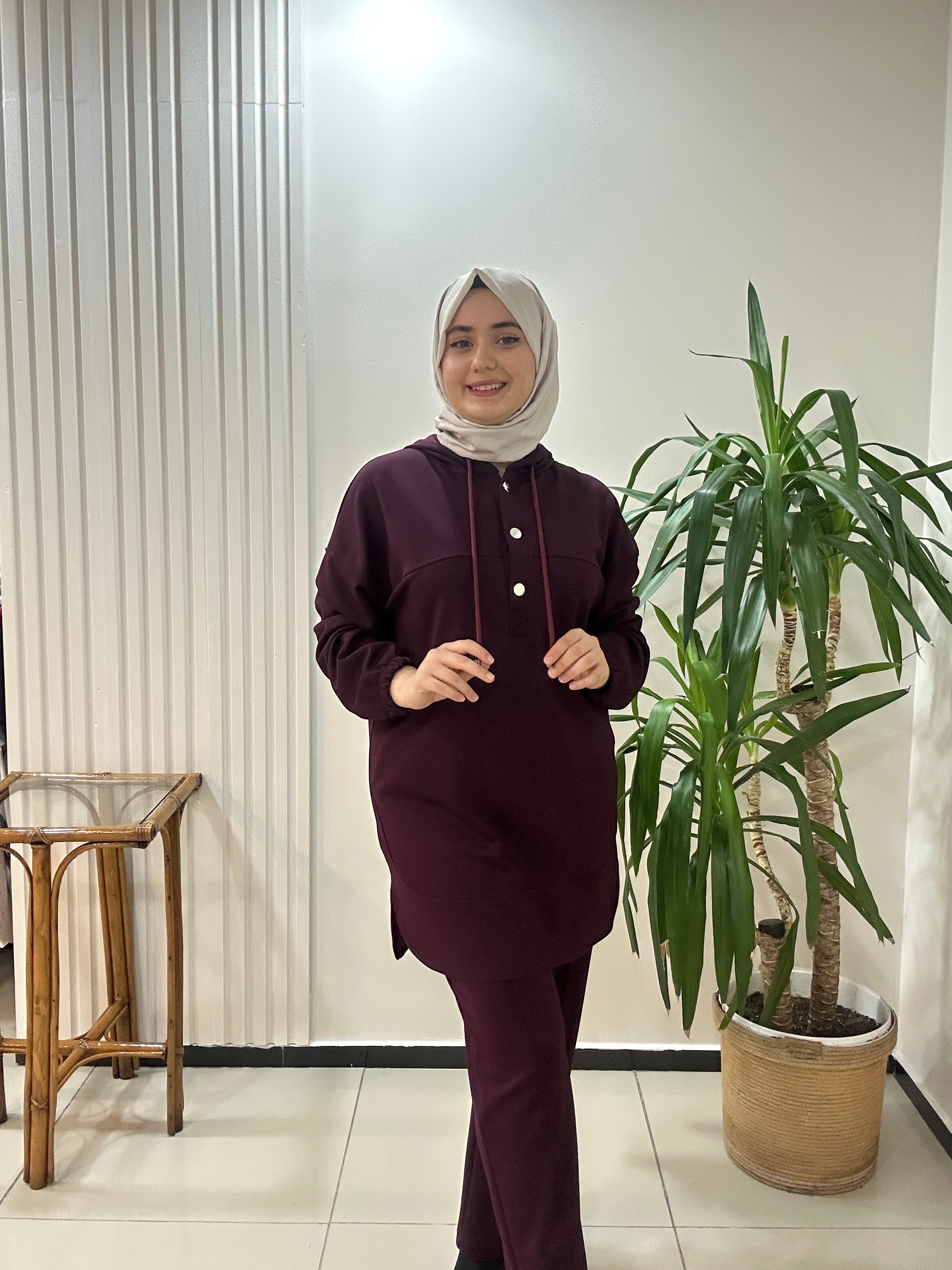 Kapşonlu Save Takım Bordo