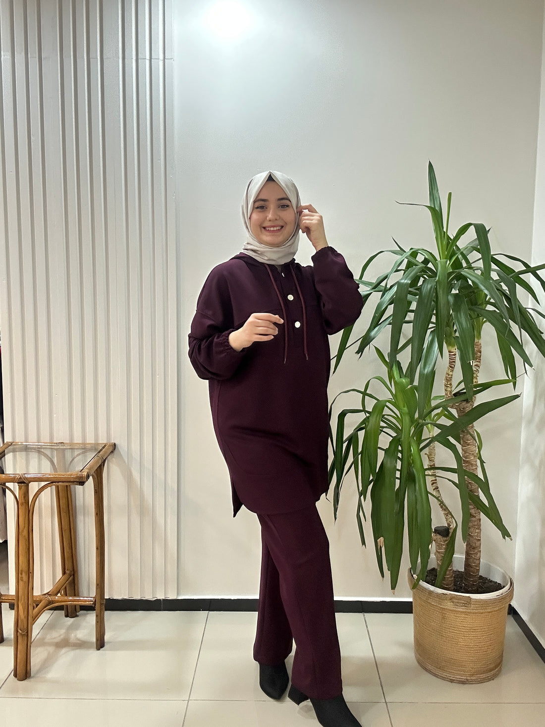 Kapşonlu Save Takım Bordo