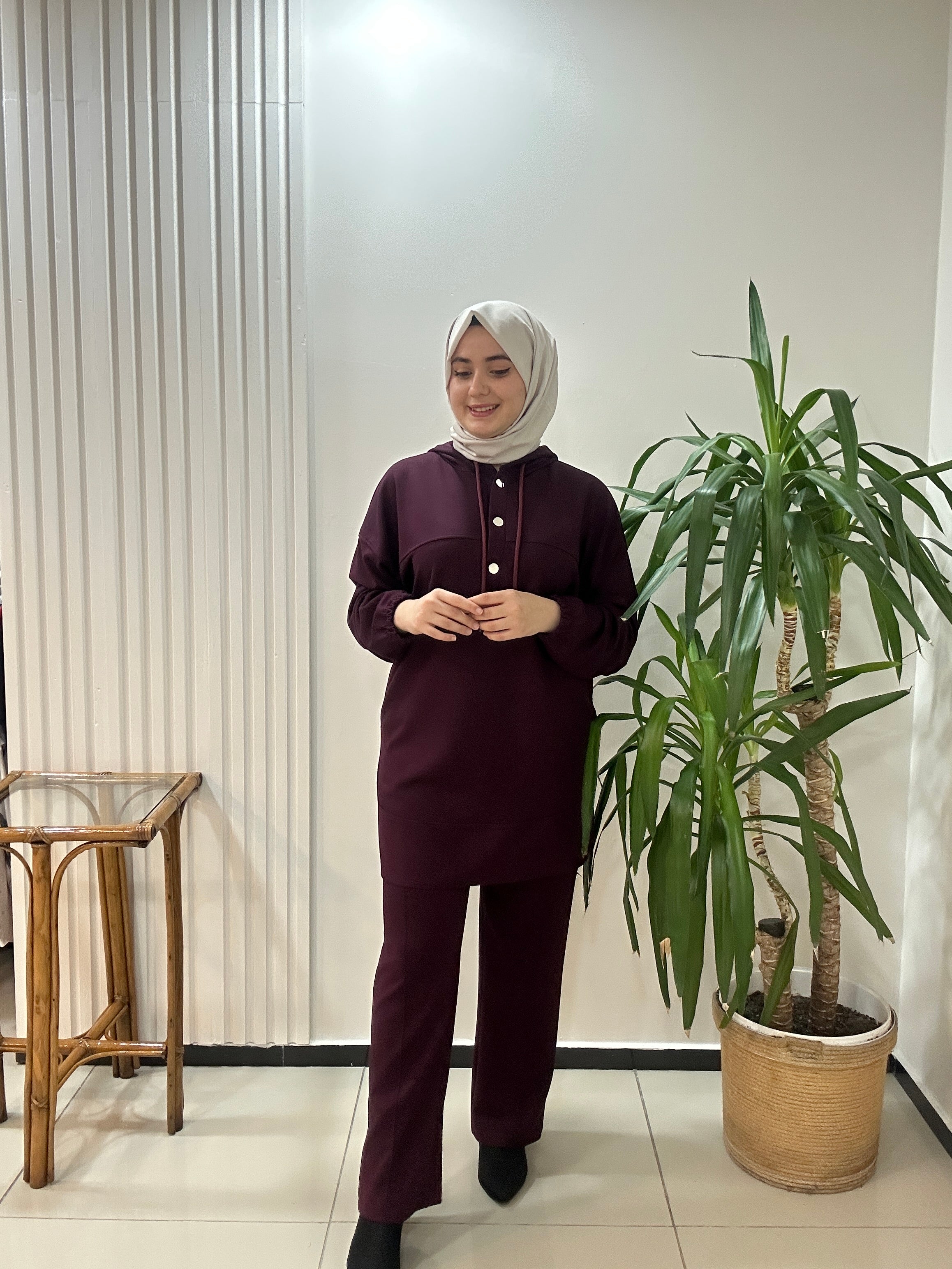 Kapşonlu Save Takım Bordo