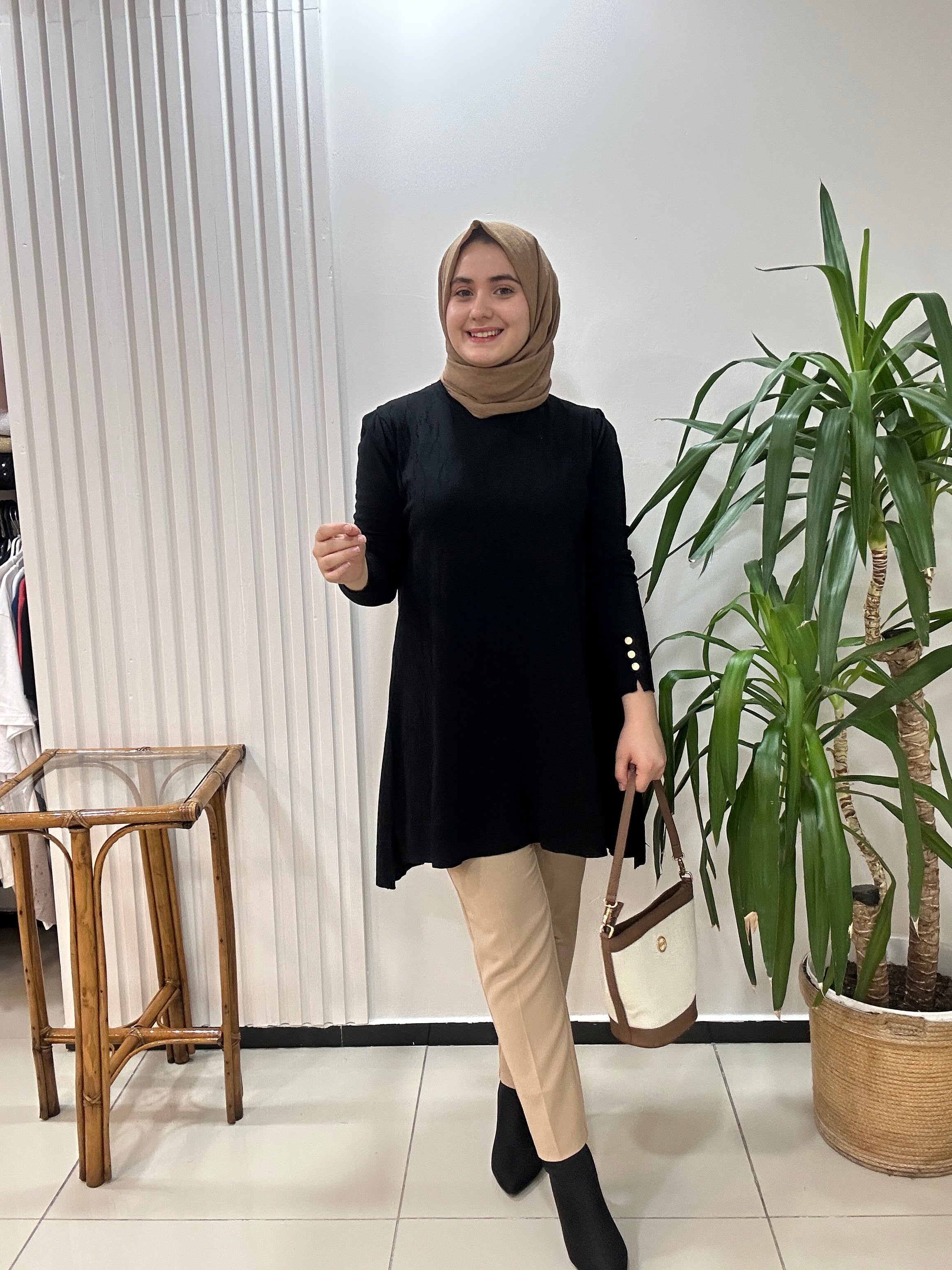 Mermer Desenli Merserize Tunik  Bordo