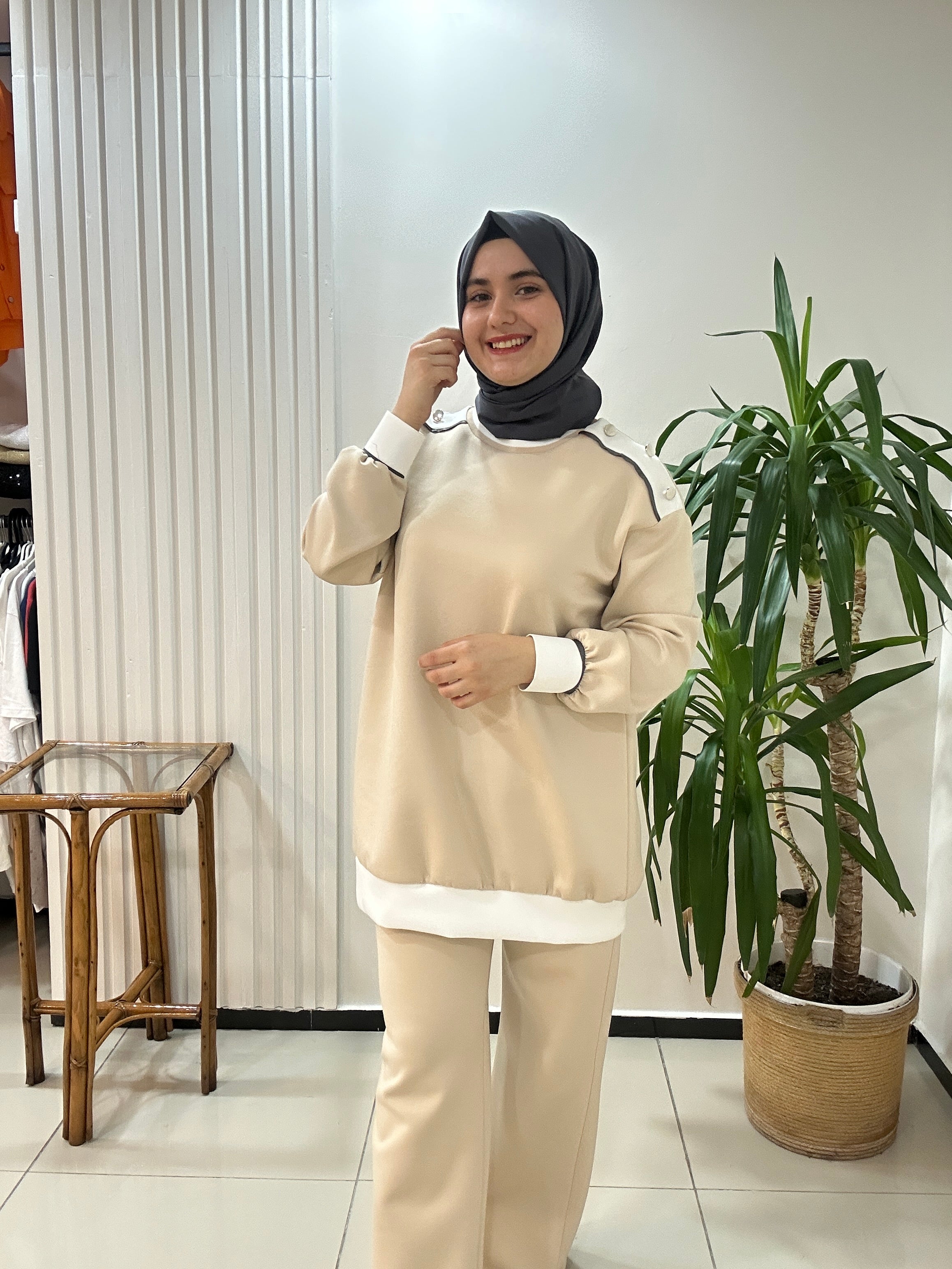 VERA Scuba Takım Krem Lacivert