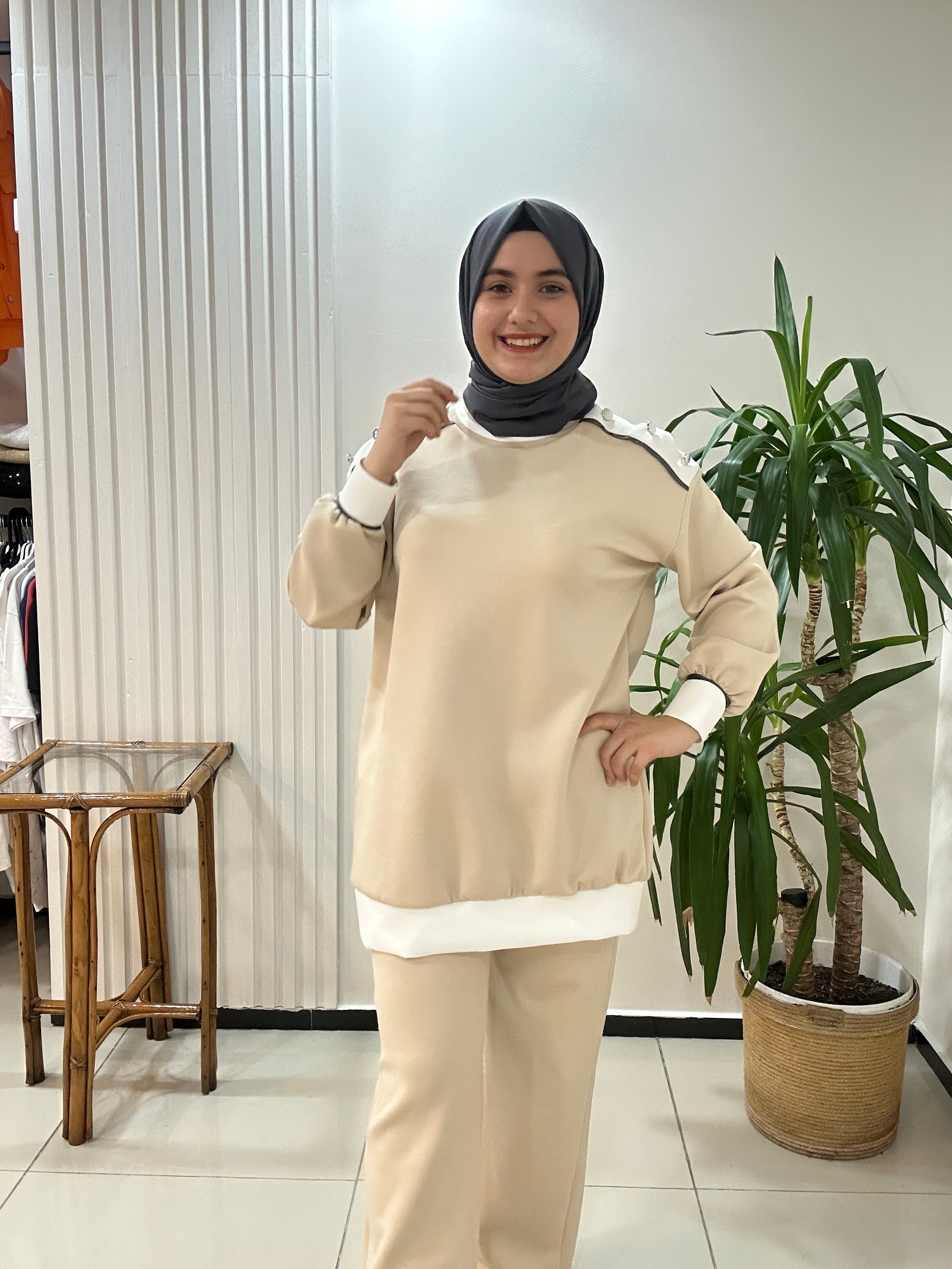 VERA Scuba Takım Krem Lacivert