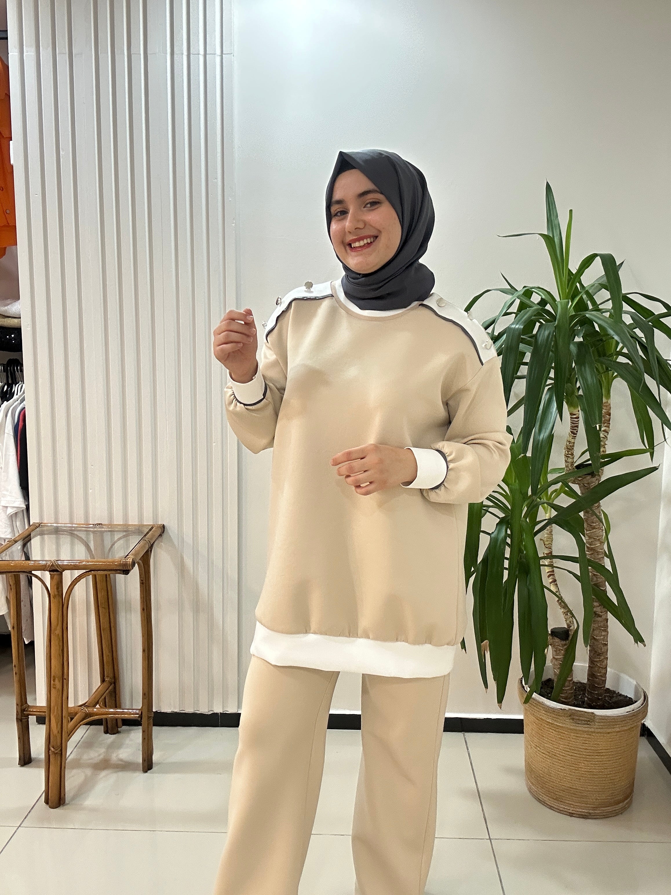 VERA Scuba Takım Krem Lacivert