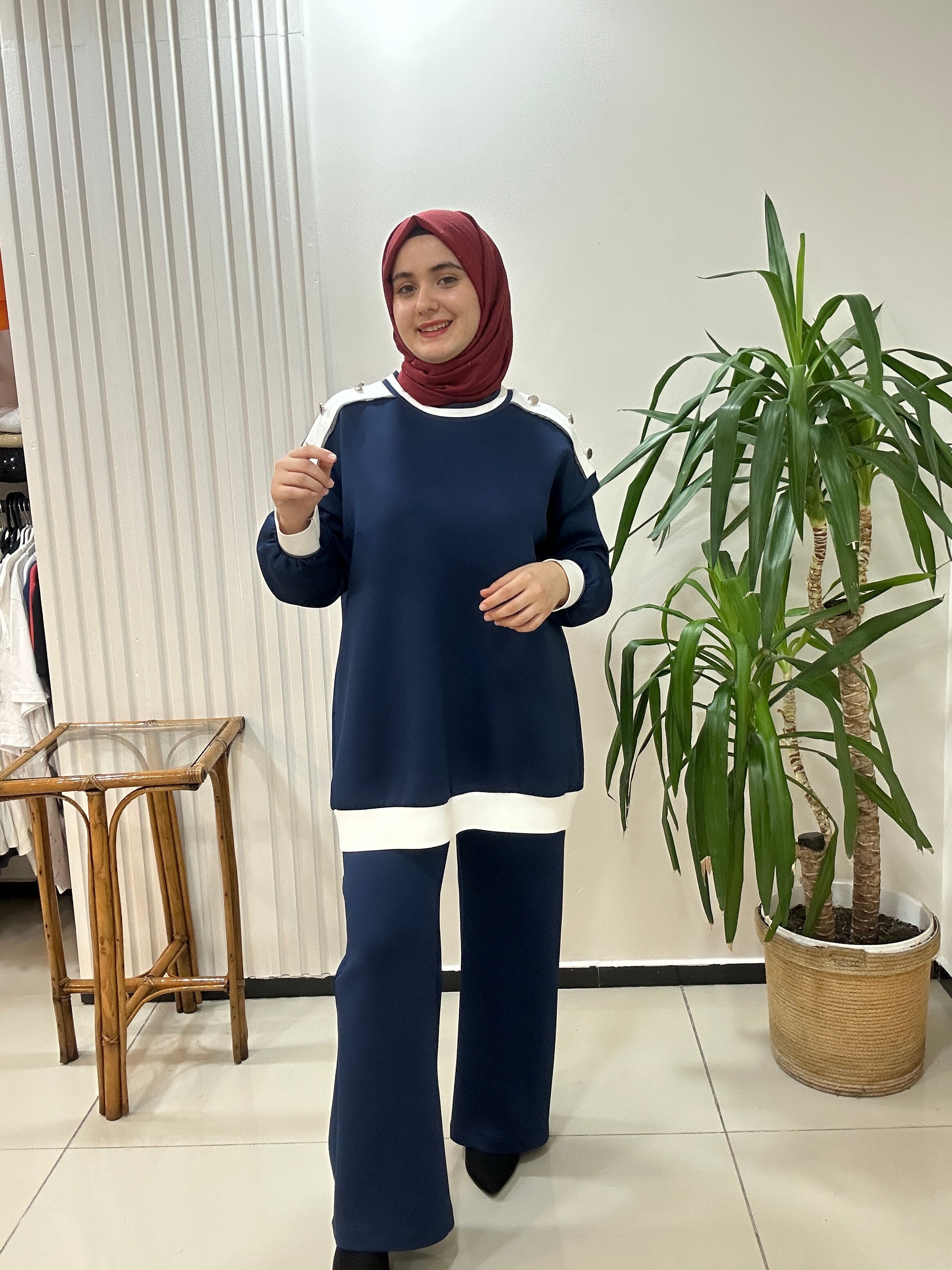 VERA Scuba Takım Krem Lacivert