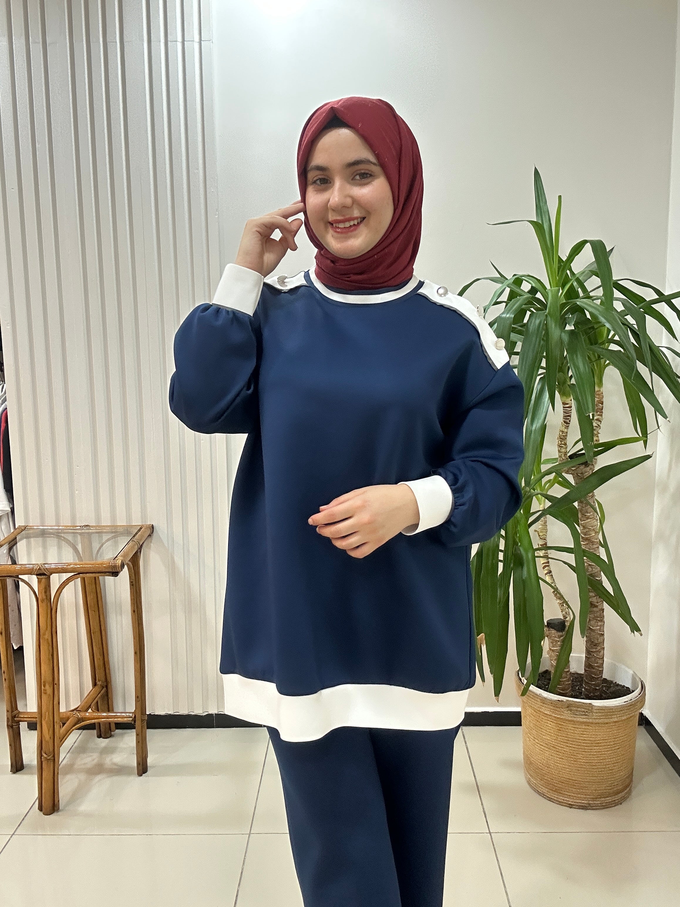 VERA Scuba Takım Krem Lacivert