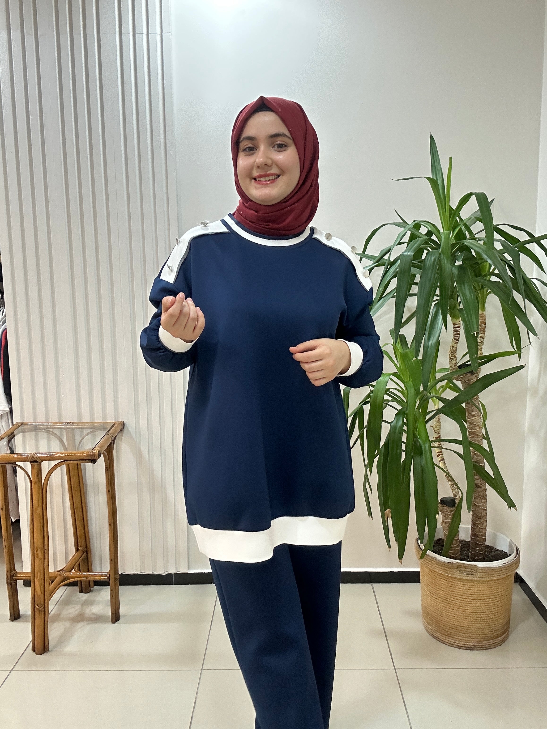 VERA Scuba Takım Krem Lacivert