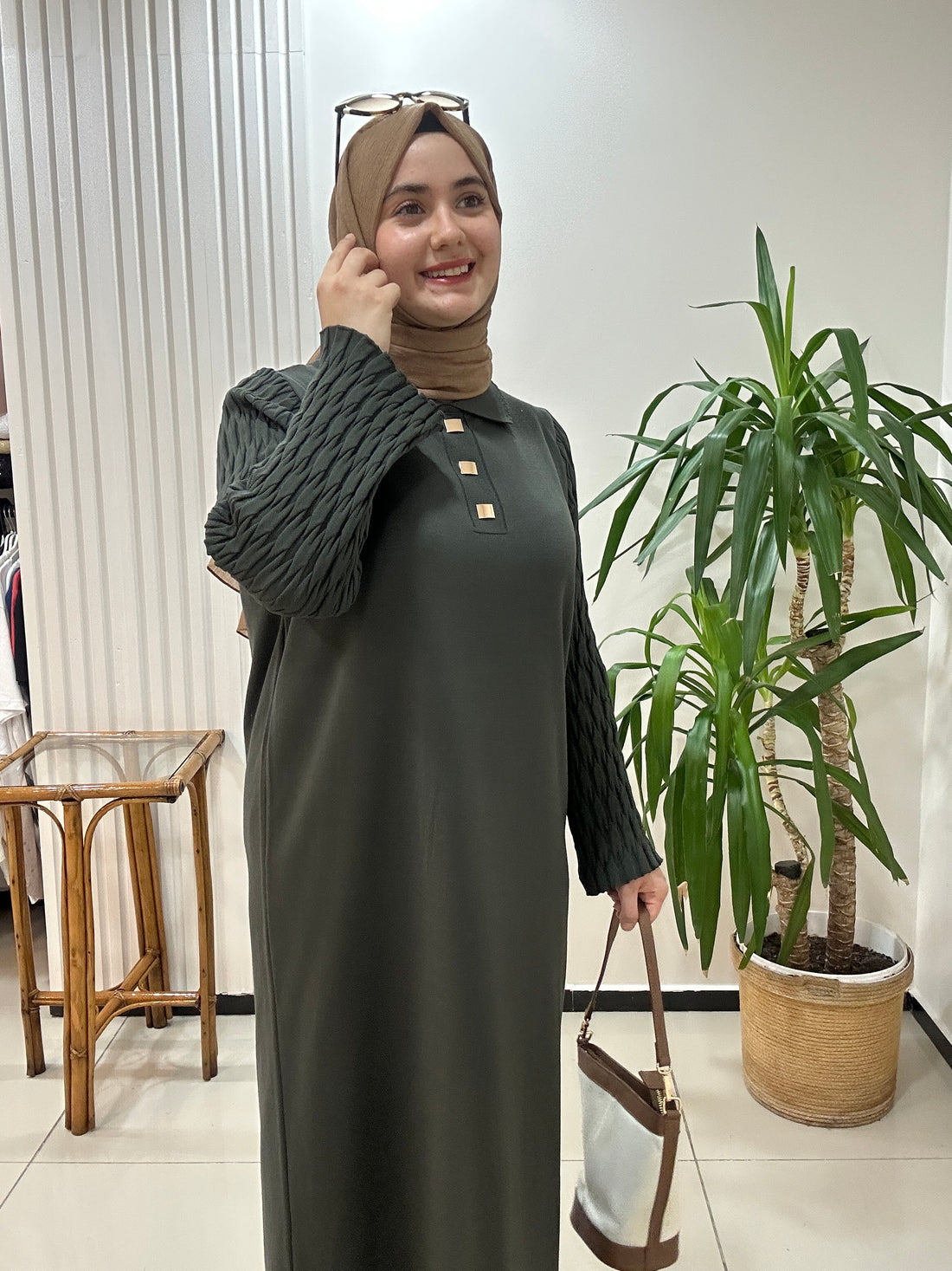 Meltem Merserize Elbise Yeşil