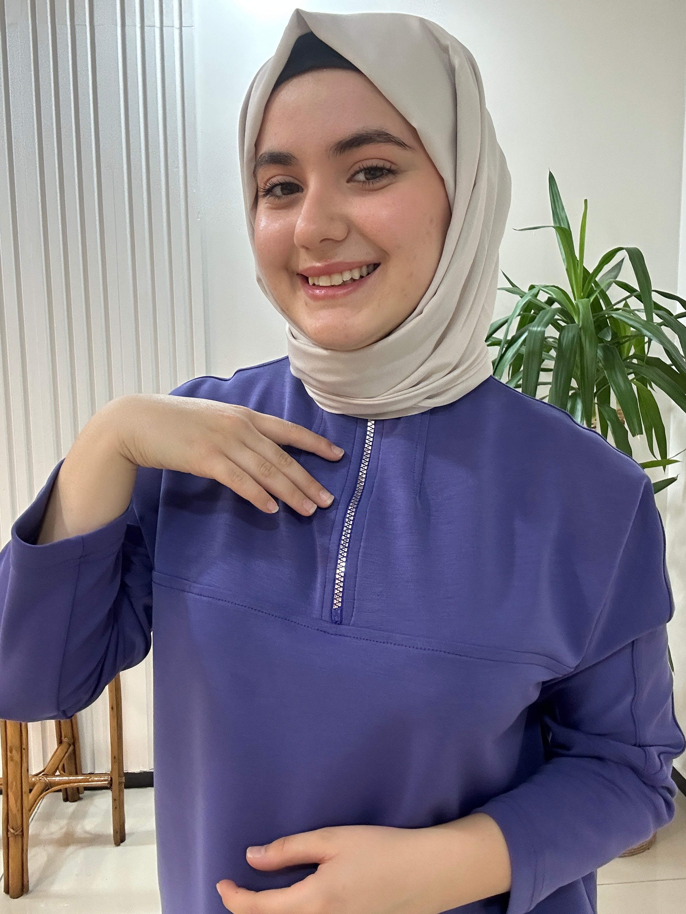 Fermuar Detaylı Sweat MOR