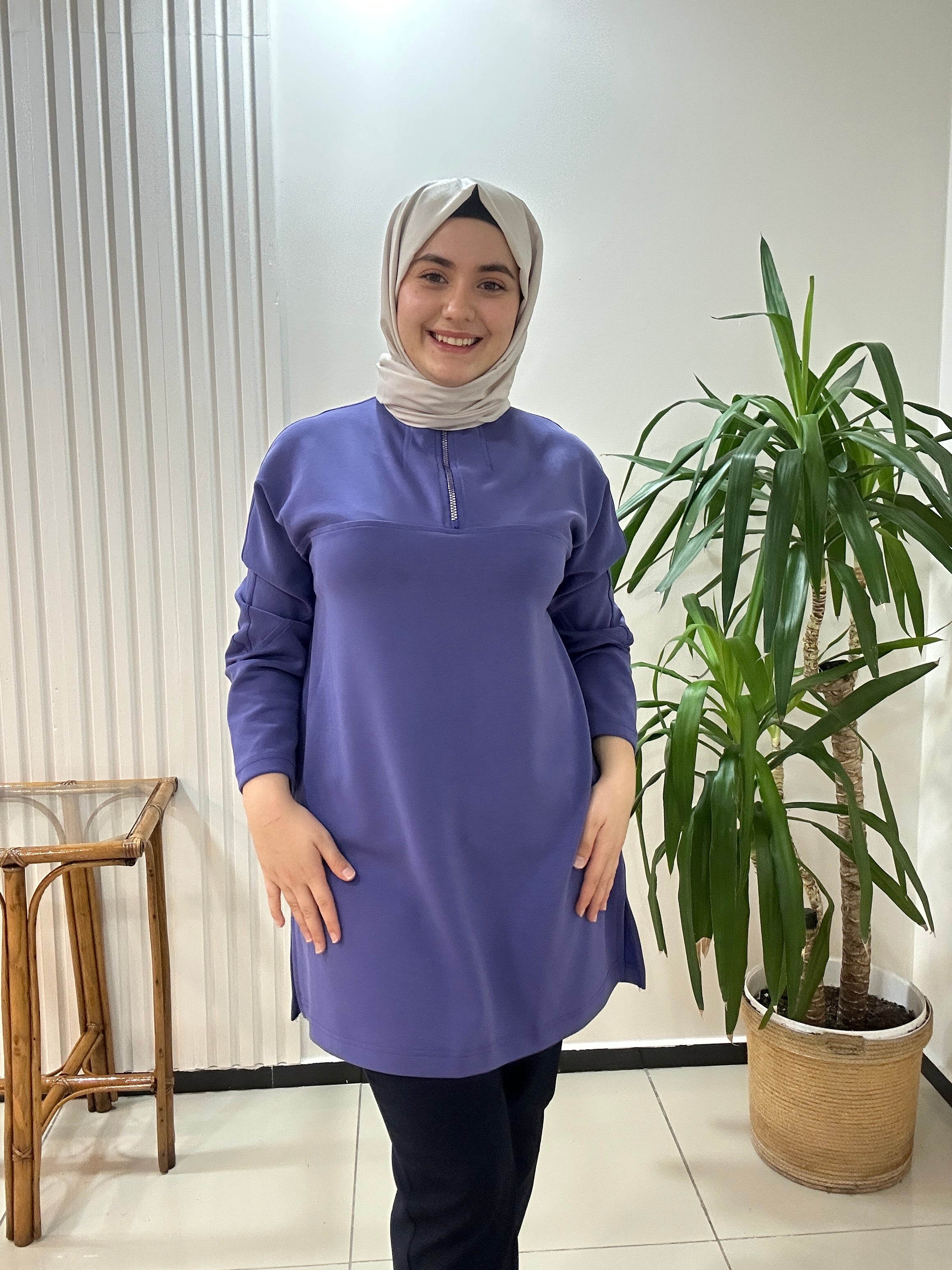 Fermuar Detaylı Sweat MOR