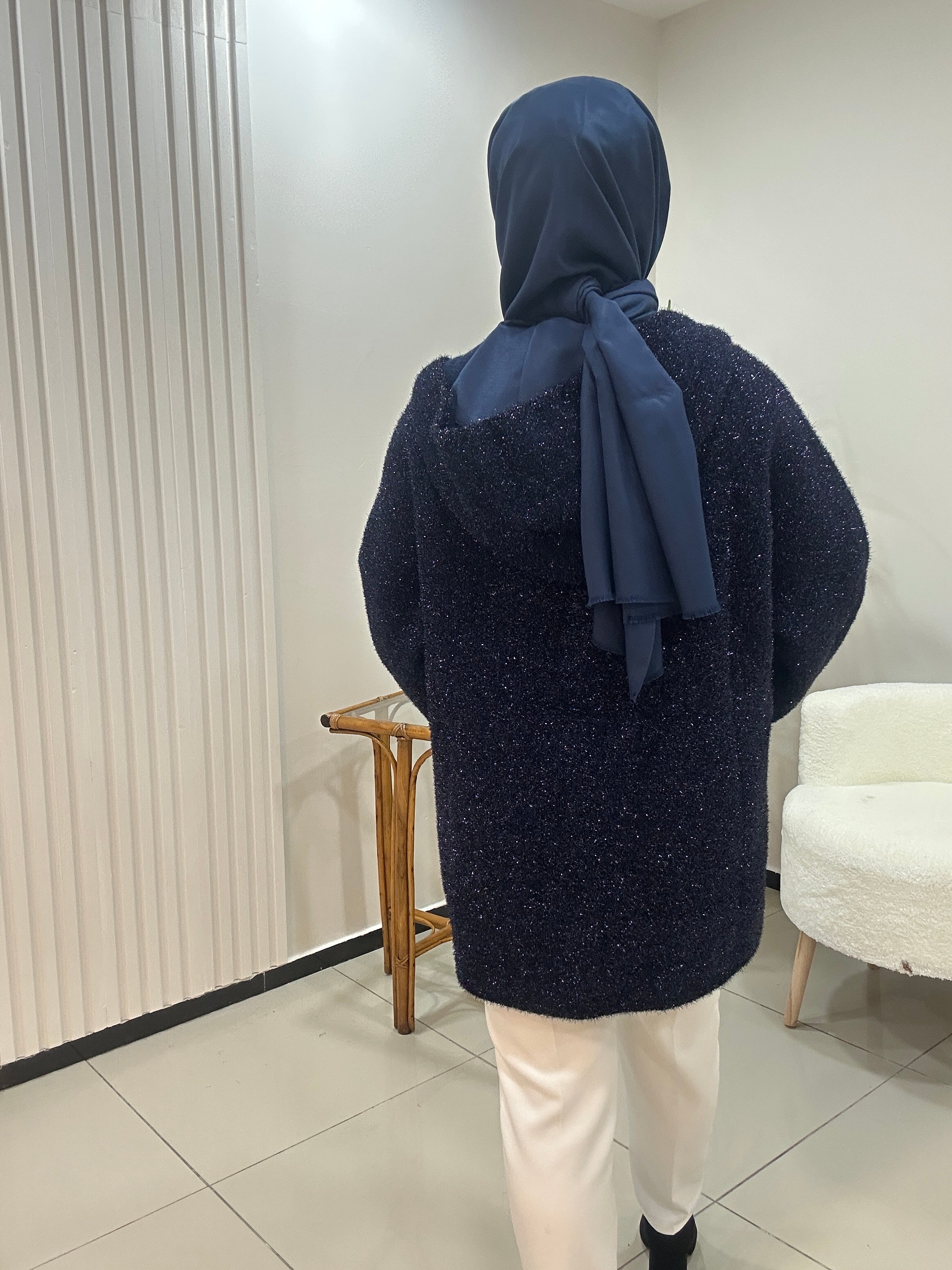 Simli Kapşonlu Hırka