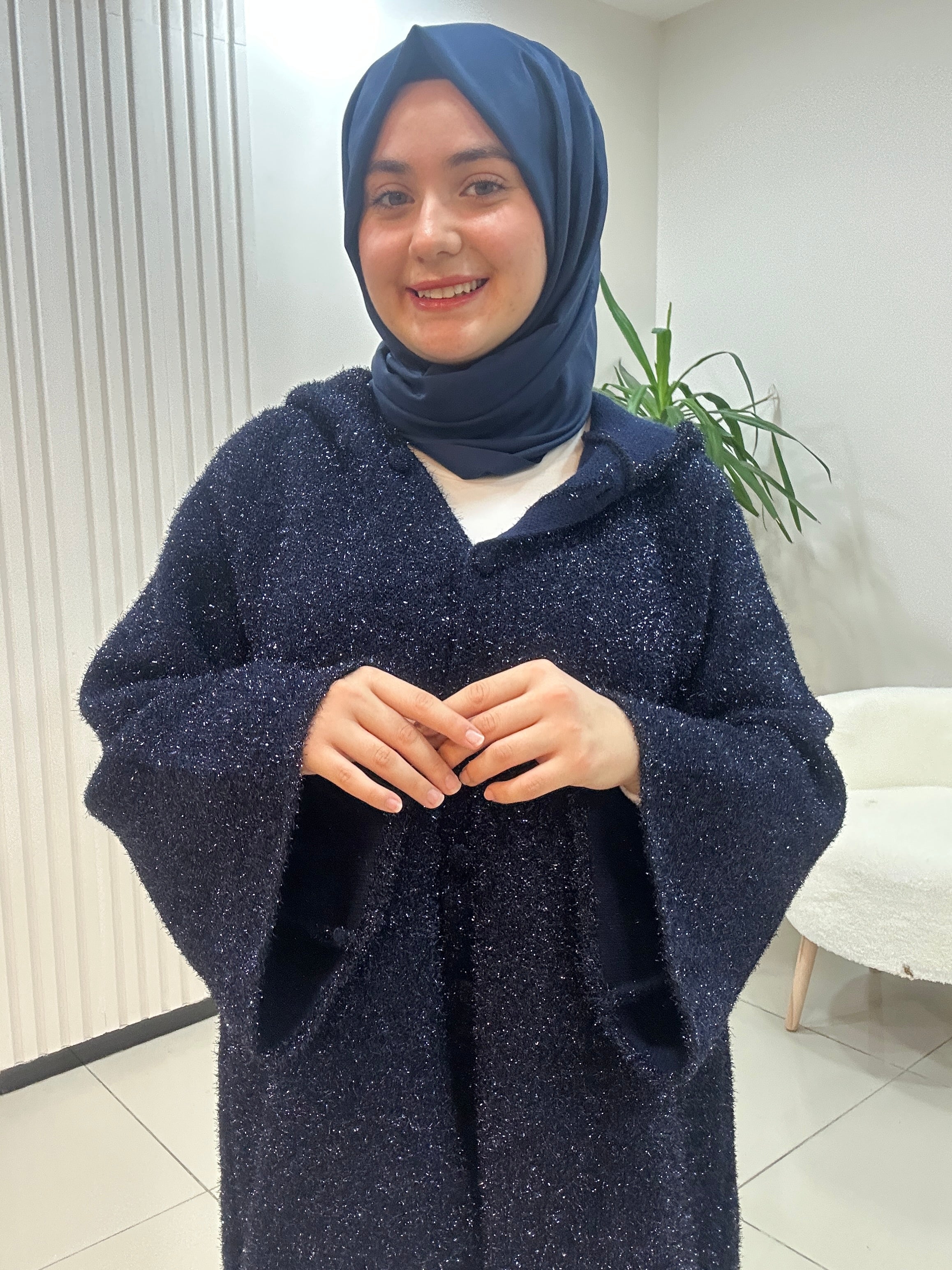 Simli Kapşonlu Hırka