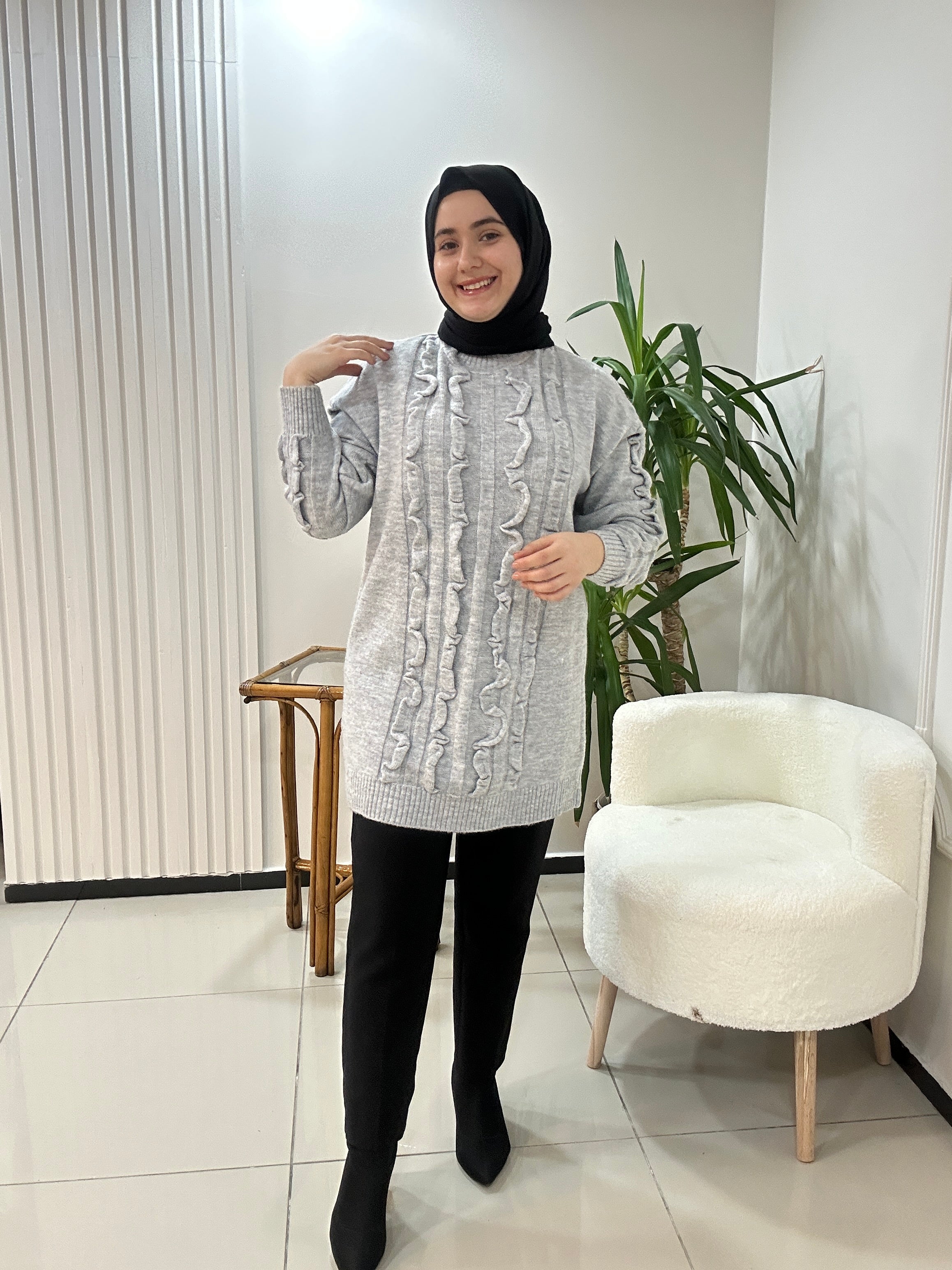 Dalgalı Kabartma Desen Triko