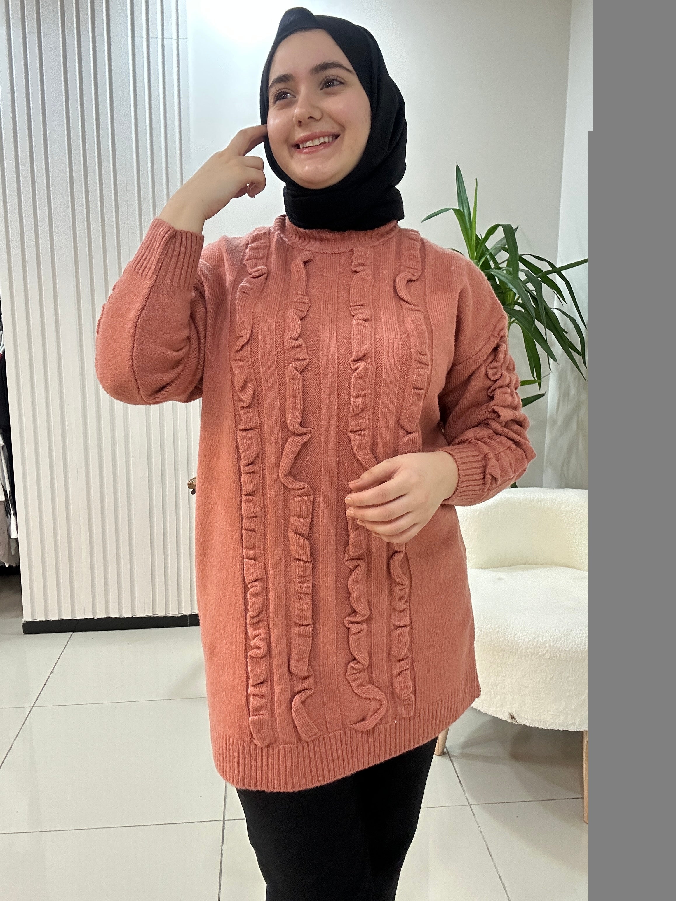 Dalgalı Kabartma Desen Triko