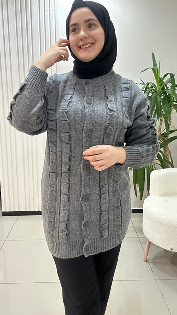 Dalga Desenli Triko Hırka