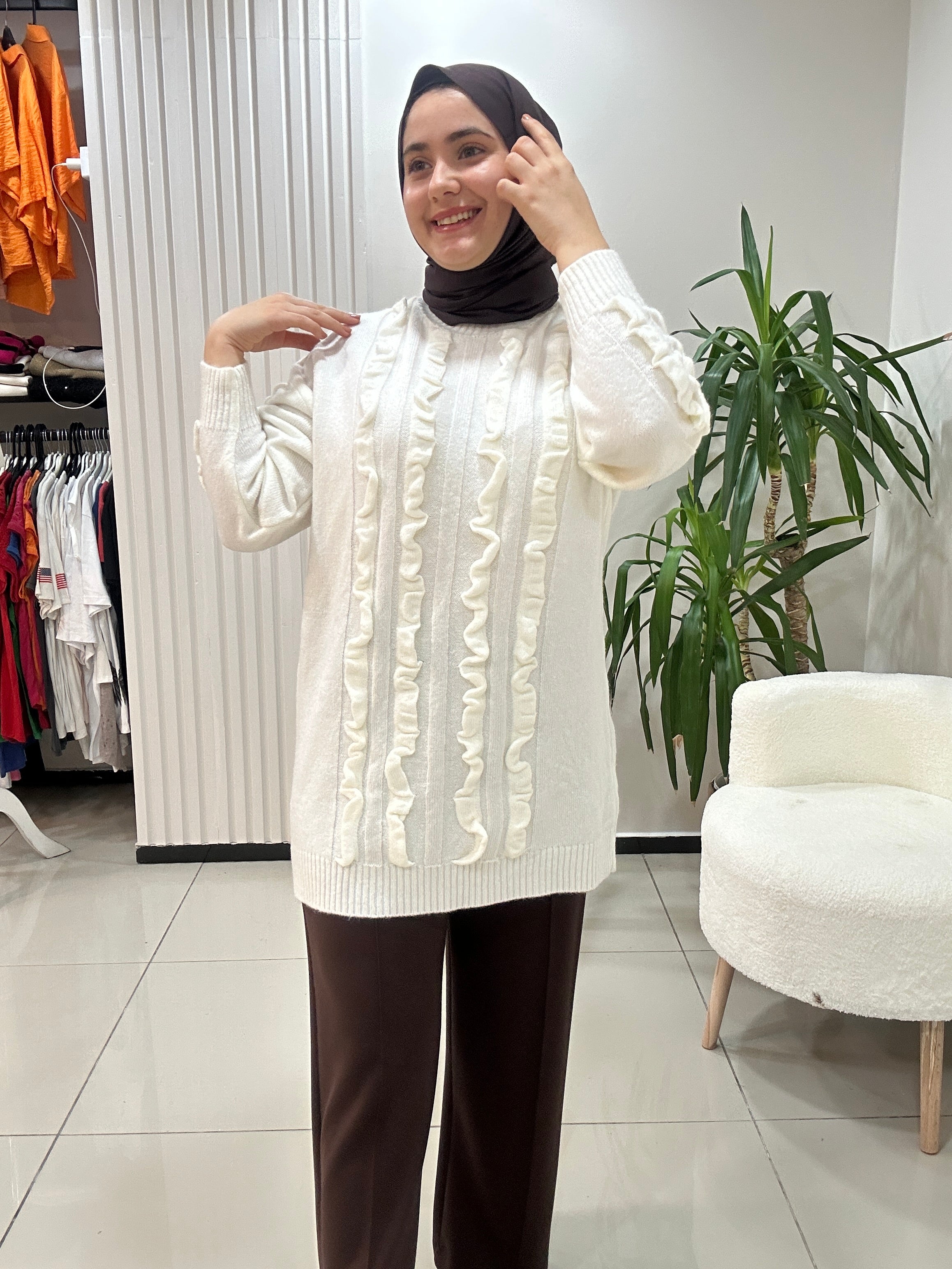 Dalgalı Kabartma Desen Triko