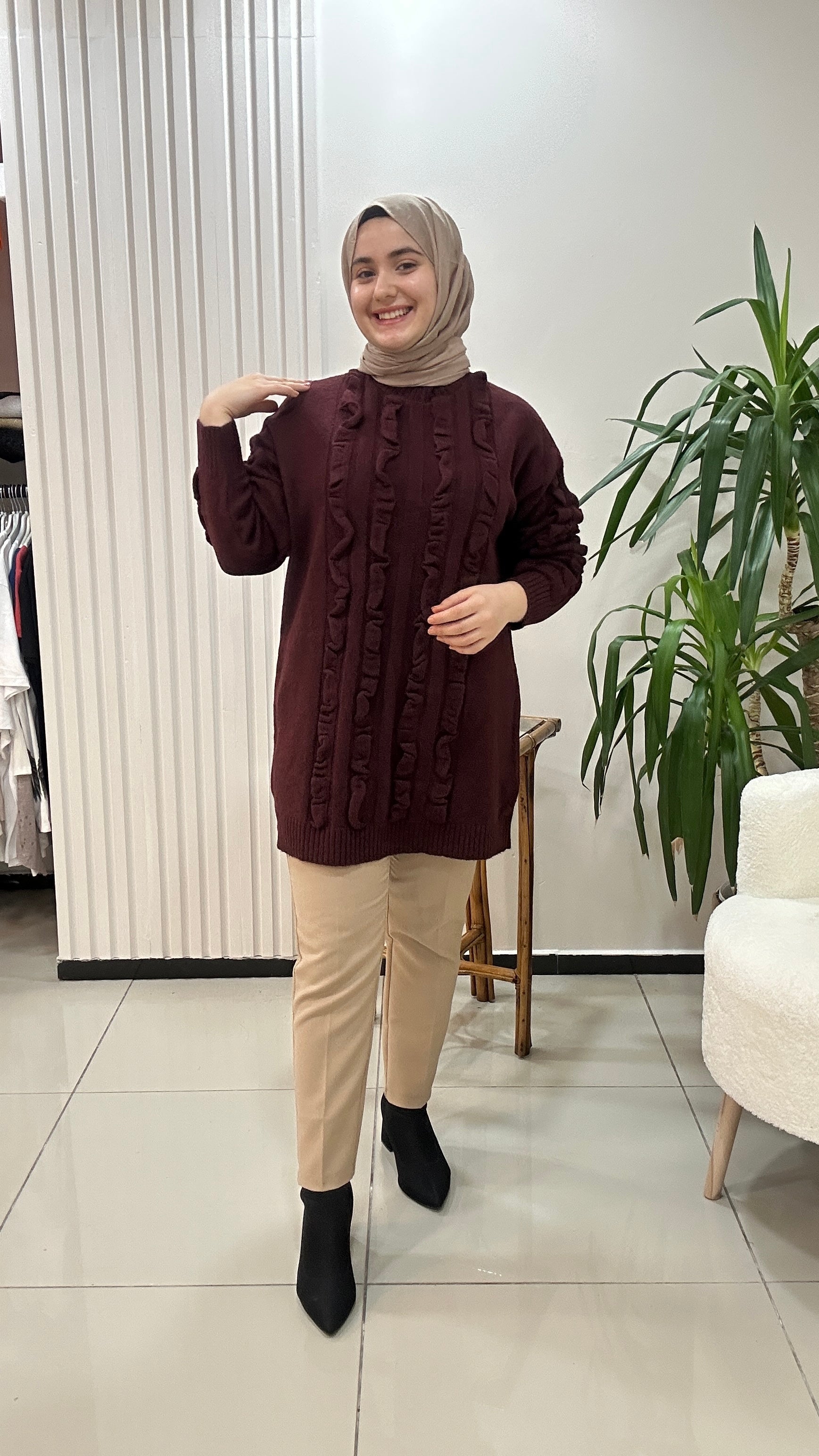 Dalgalı Kabartma Desen Triko