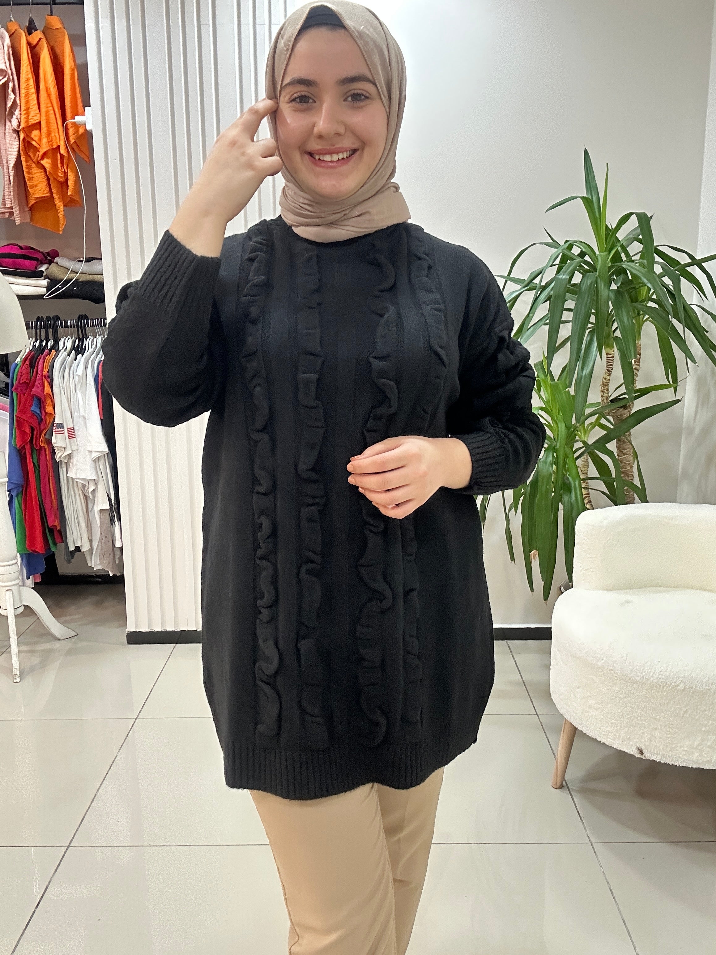 Dalgalı Kabartma Desen Triko