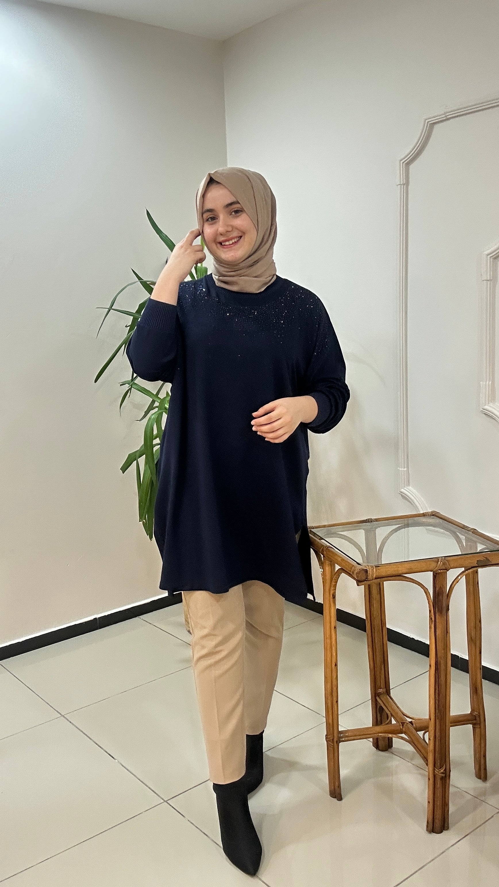 Viskon Taşlı Tunik