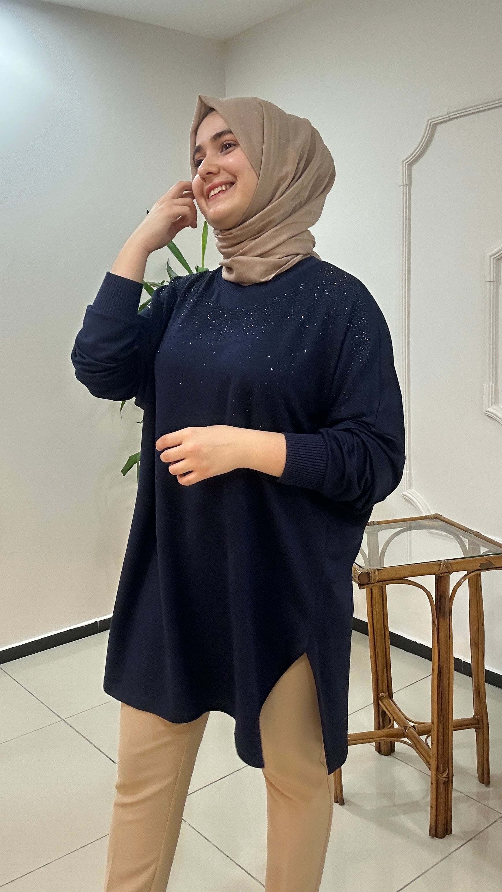 Viskon Taşlı Tunik