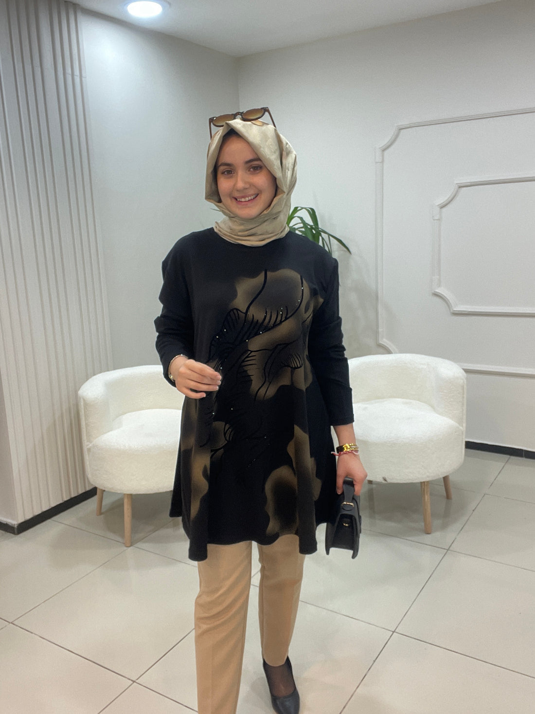 Minimalist Desen Diz Üstü Tunik