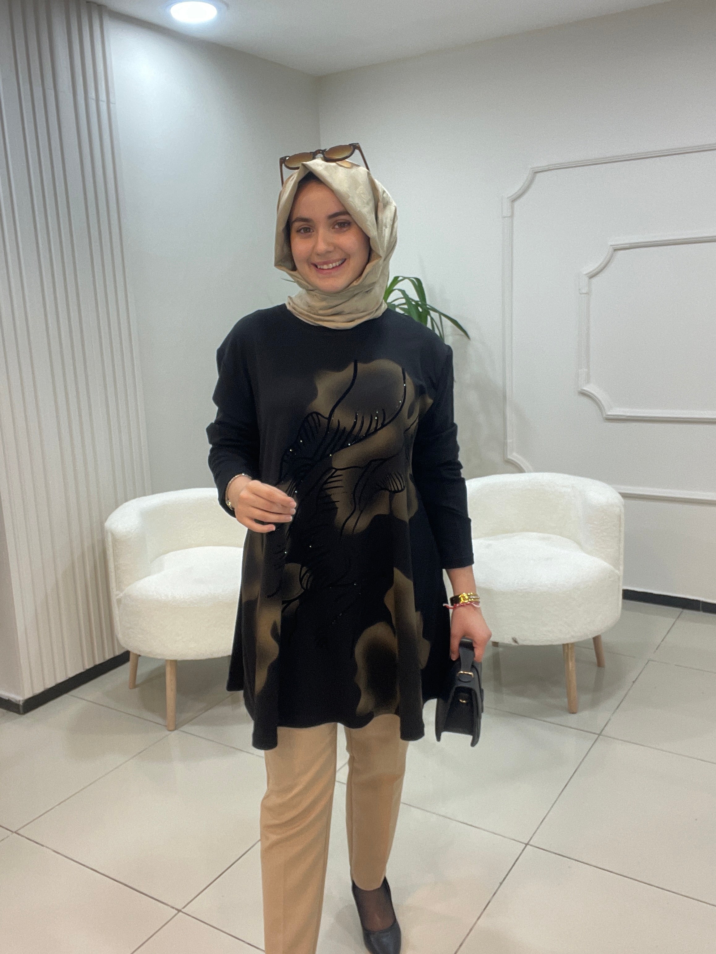 Minimalist Desen Diz Üstü Tunik
