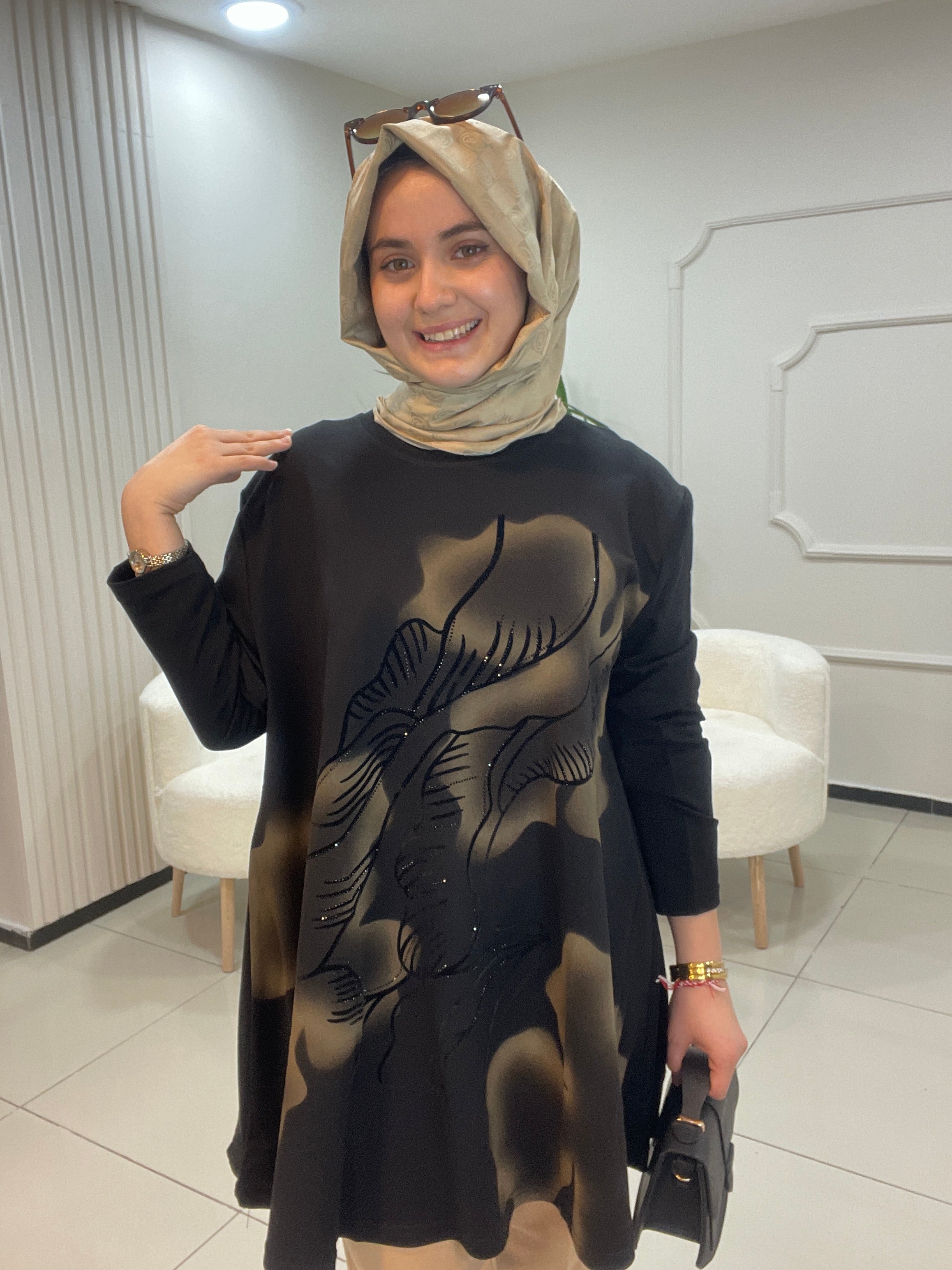 Minimalist Desen Diz Üstü Tunik
