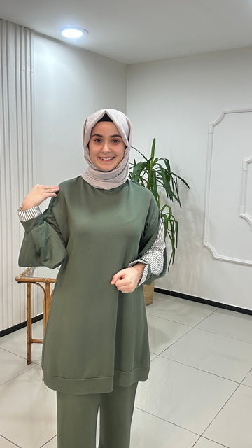Kol detaylı iki iplik takım