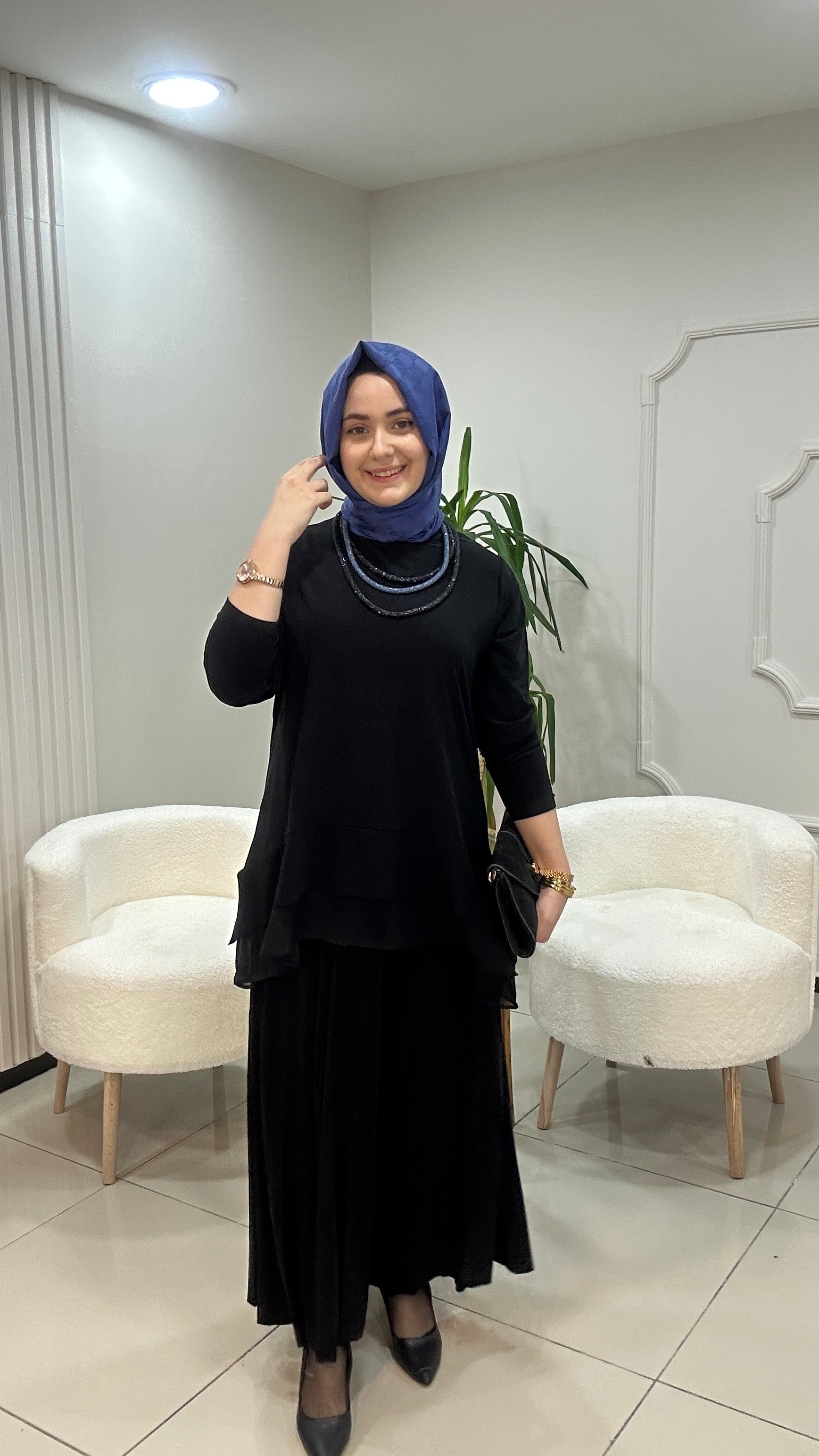 Şifon Volanlı Etekli Takım