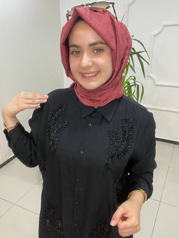 Kuş Tüyü Detaylı Gömlek