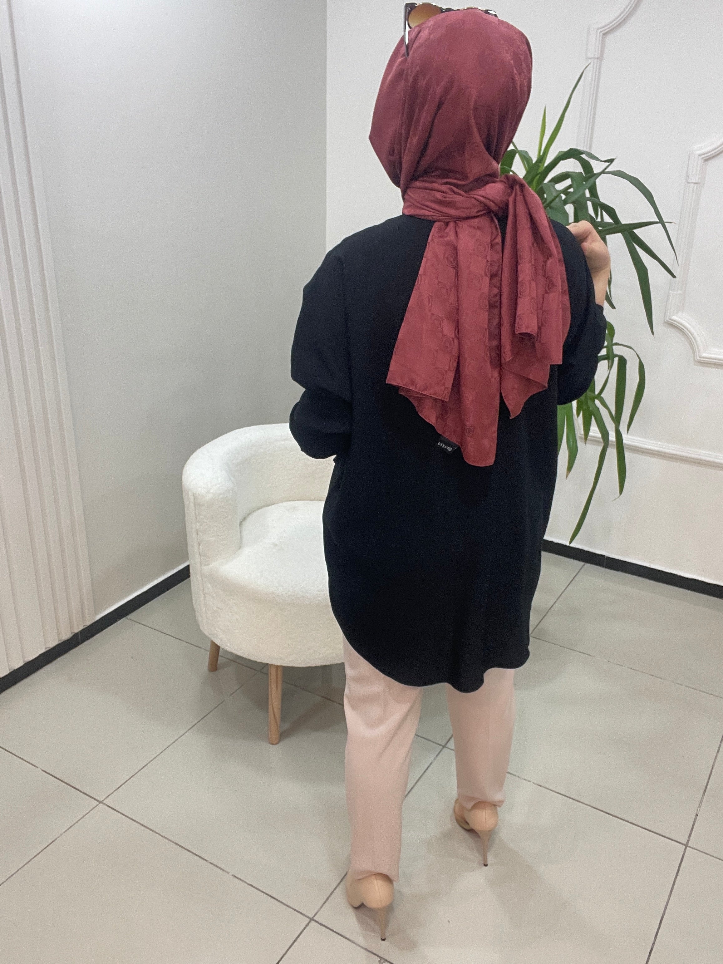 Şerit Gül Desen Gömlek