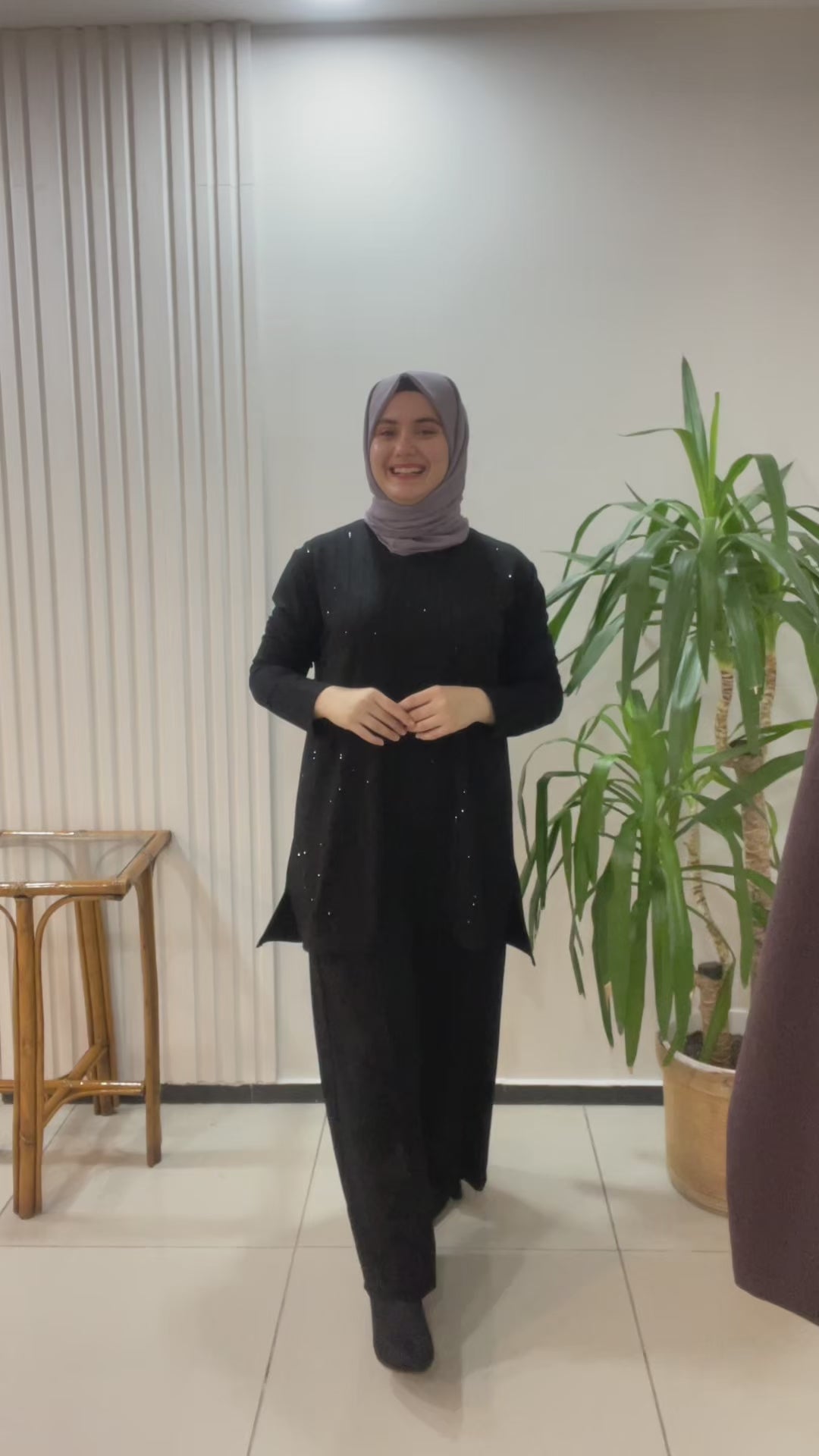 Büyük beden takım taş baskılı - Siyah